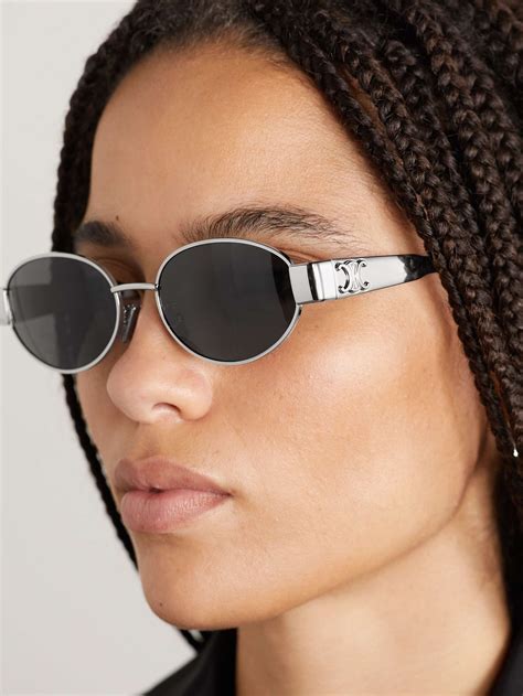 celine eyewear triomphe oval metal sunglasses|are Celine sunglasses polarized.